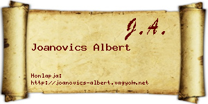 Joanovics Albert névjegykártya