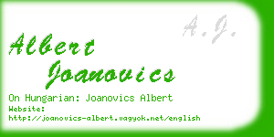 albert joanovics business card